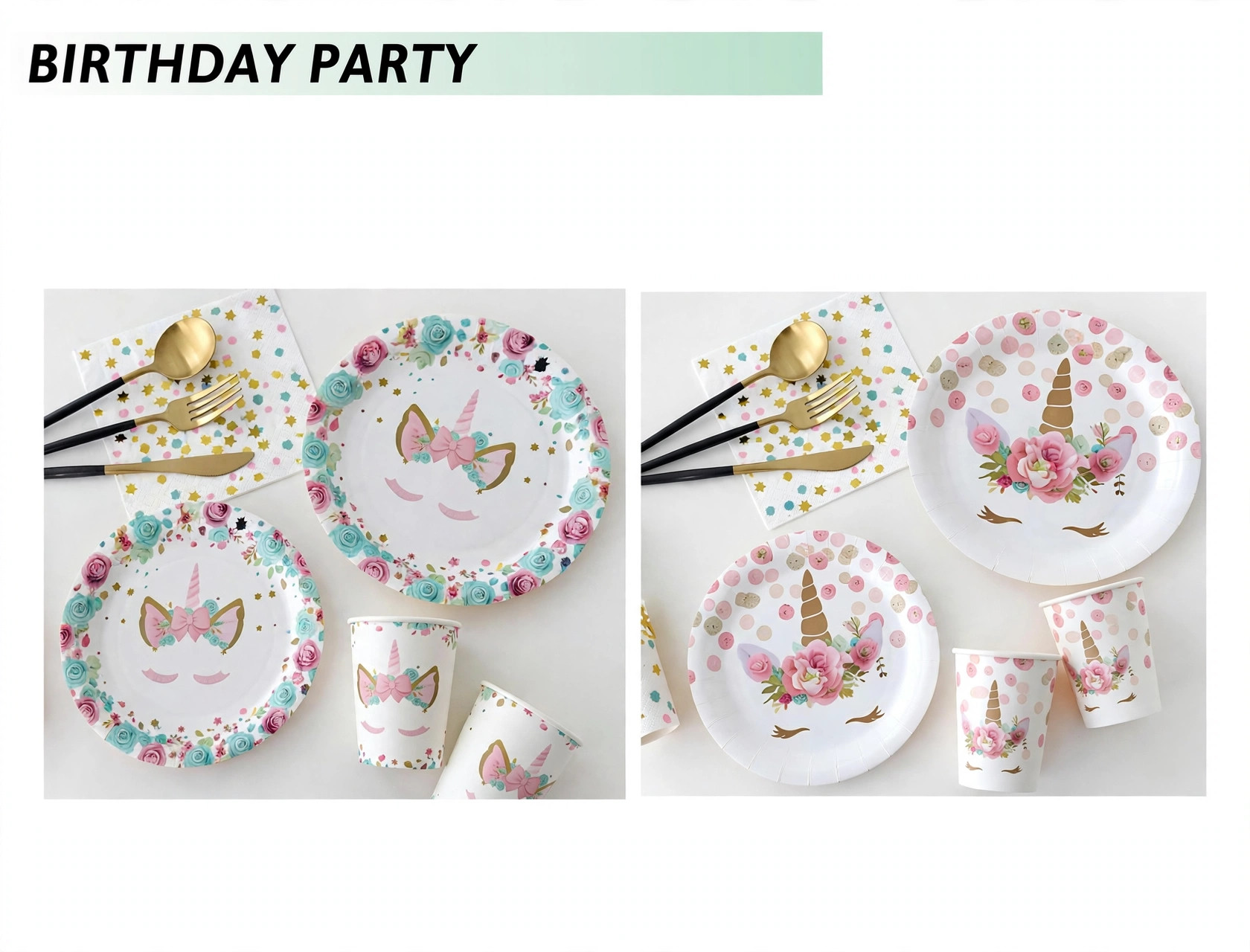 Platos de papel de unicornio de 9 pulgadas 1
