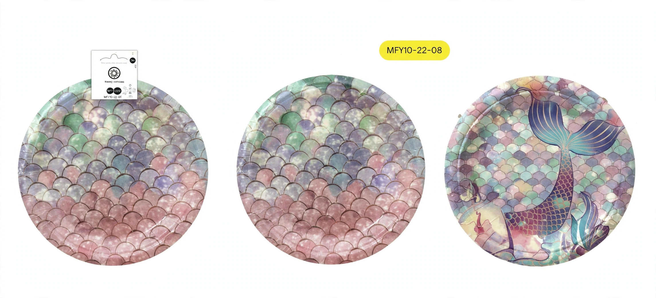 Platos de papel de sirena de 7 pulgadas
