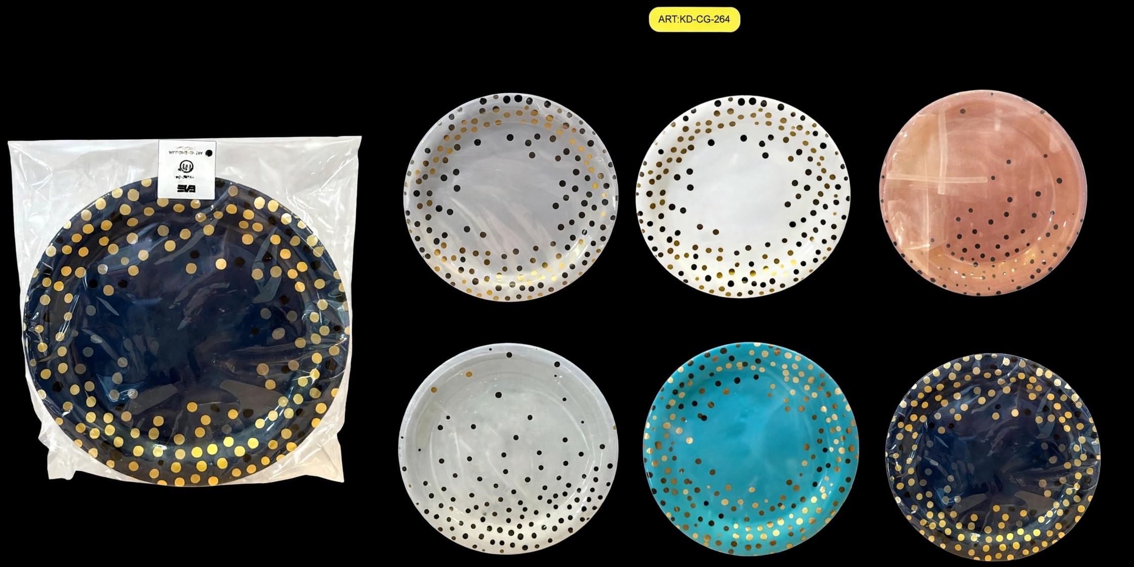 Platos de papel de lunares de 9 pulgadas 1