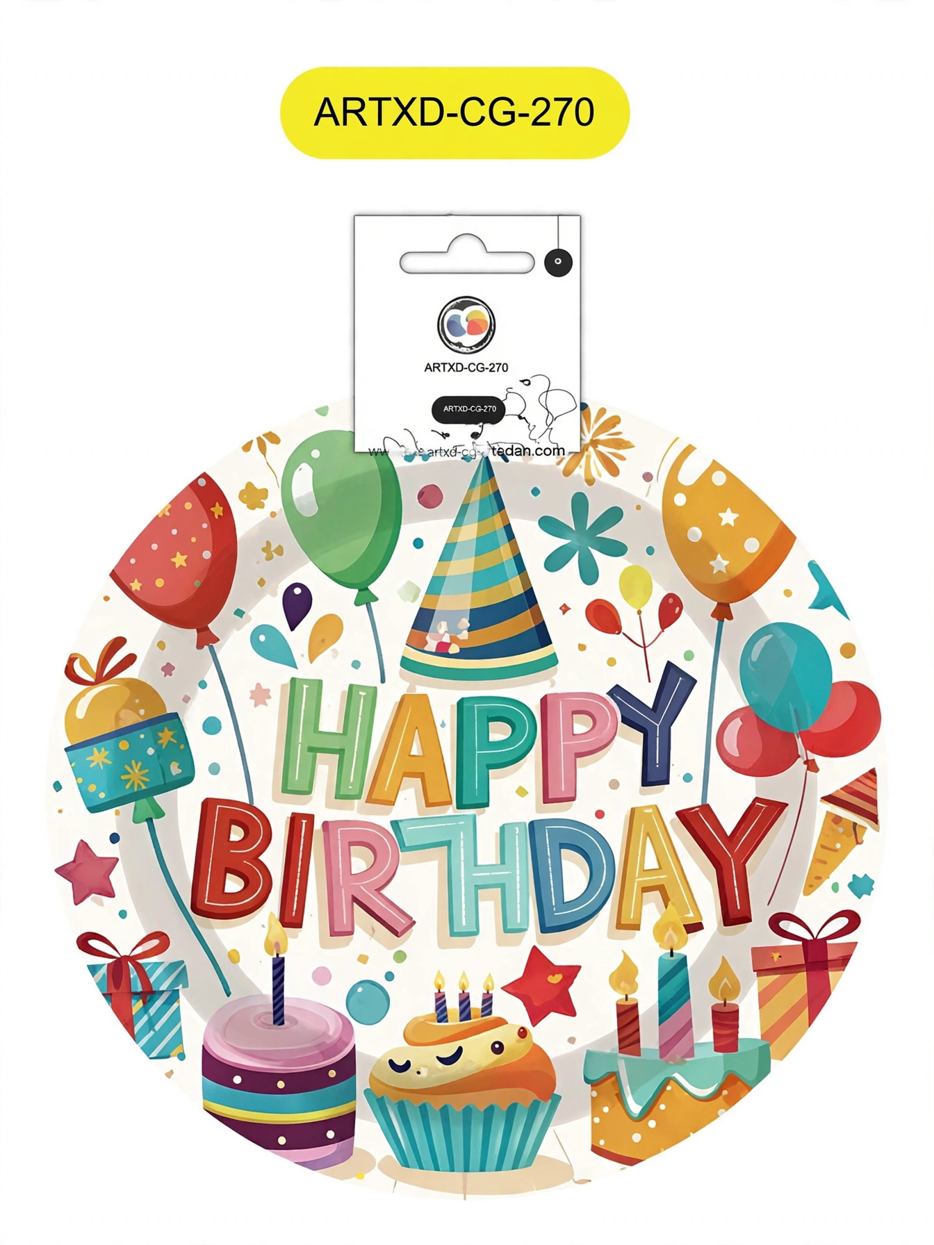 Platos de papel de cumpleaños en inglés de 9 pulgadas