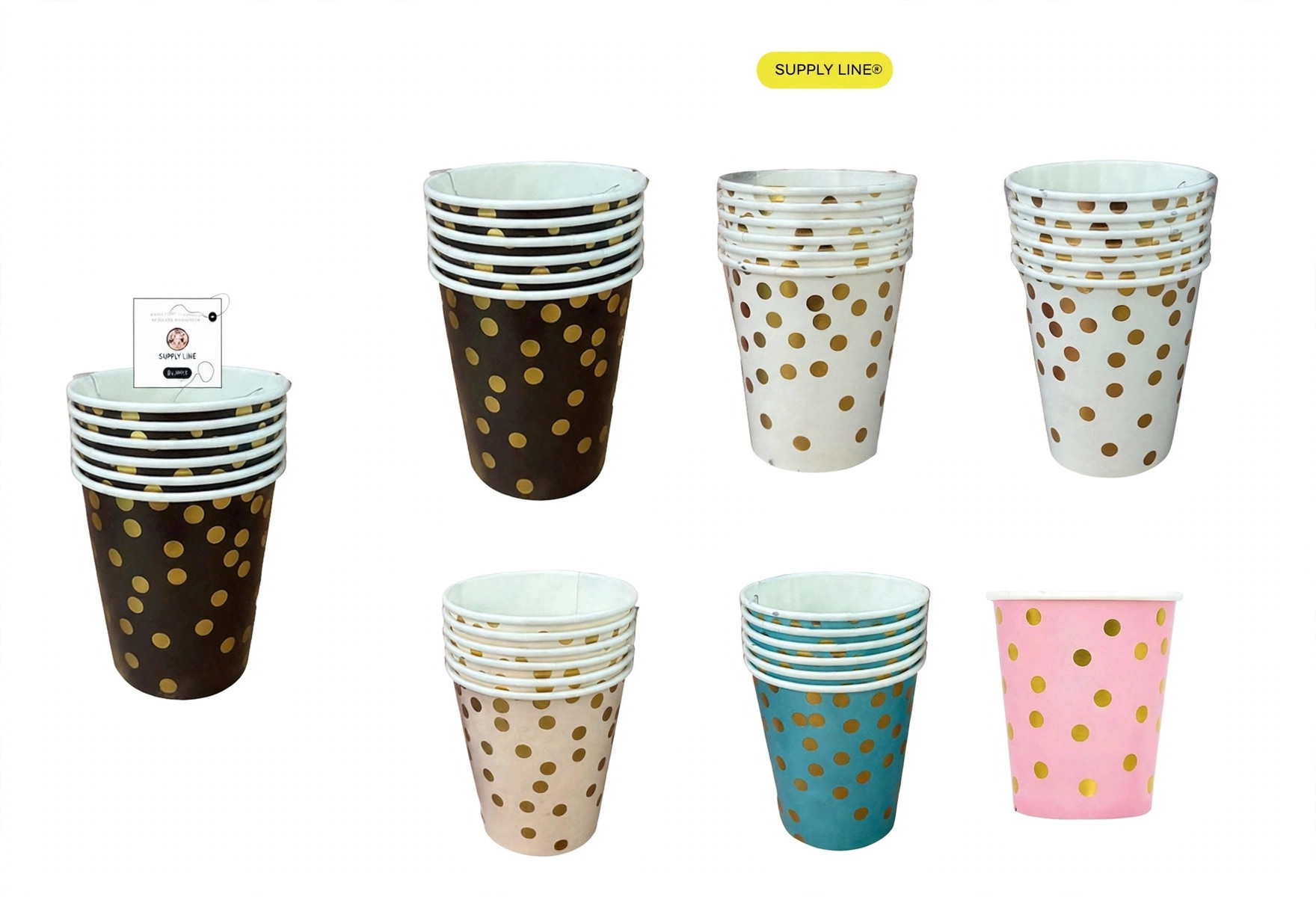 Vasos de papel de lunares