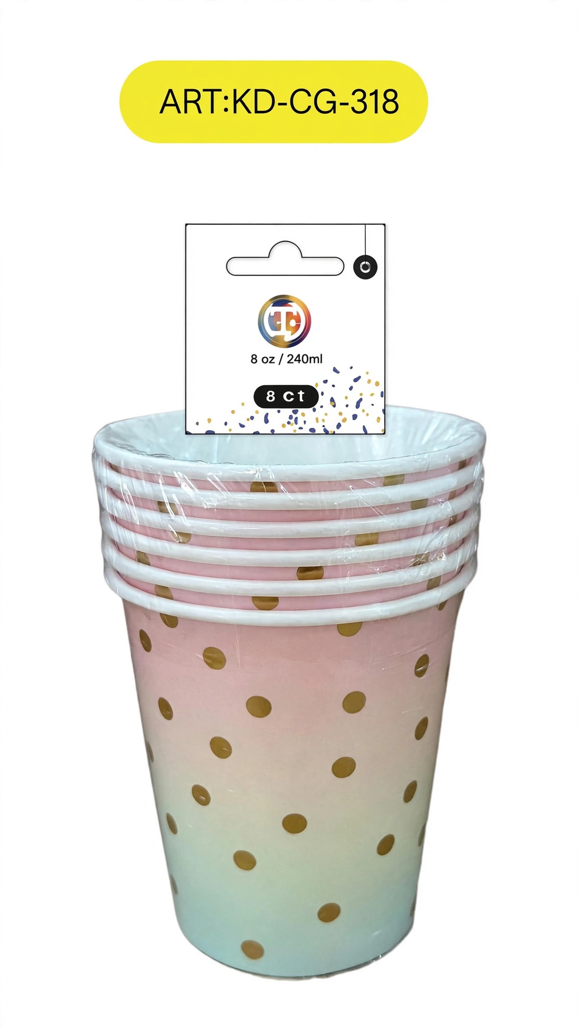 Vasos de papel de lunares