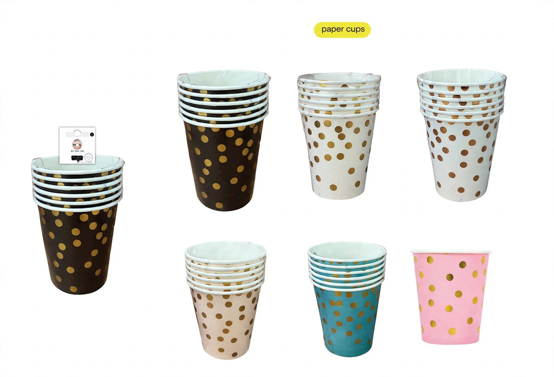 Vasos de papel de lunares