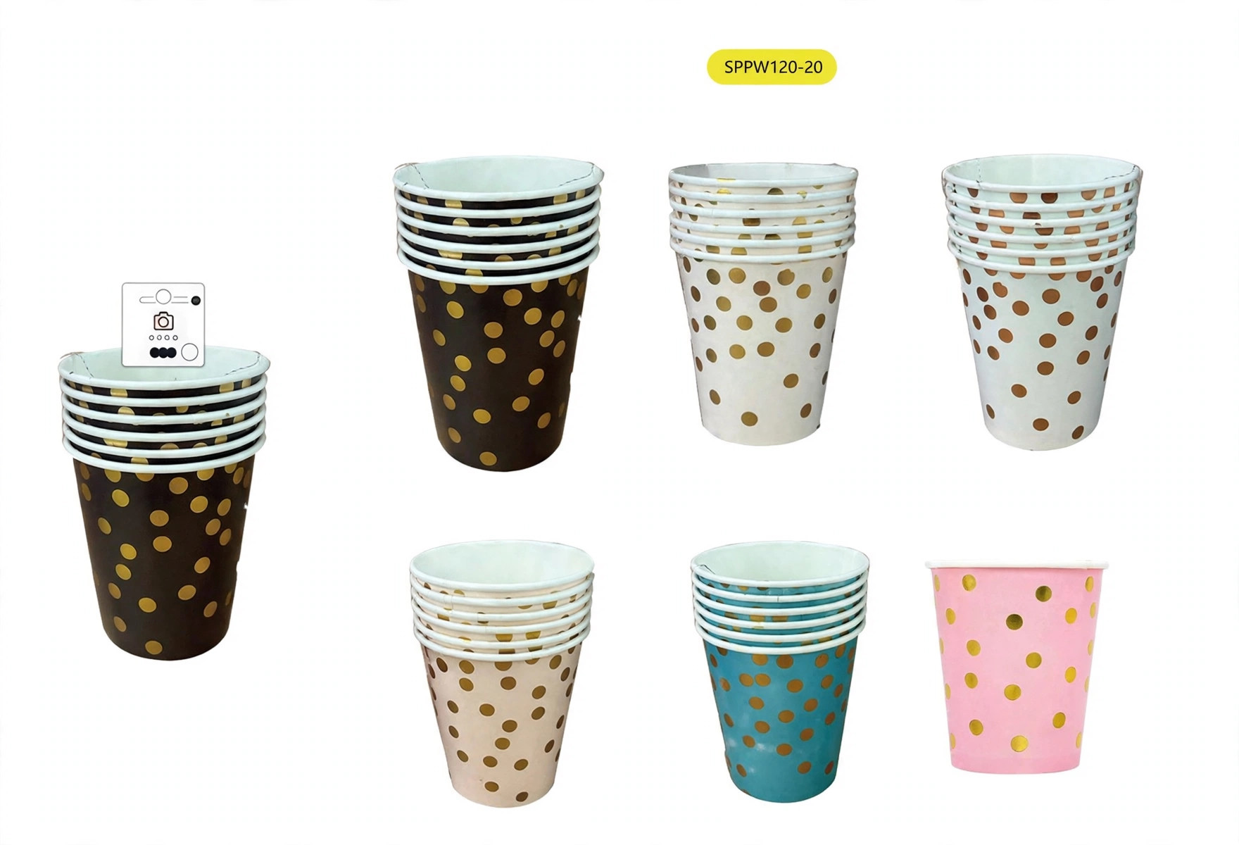 Vasos de papel de lunares