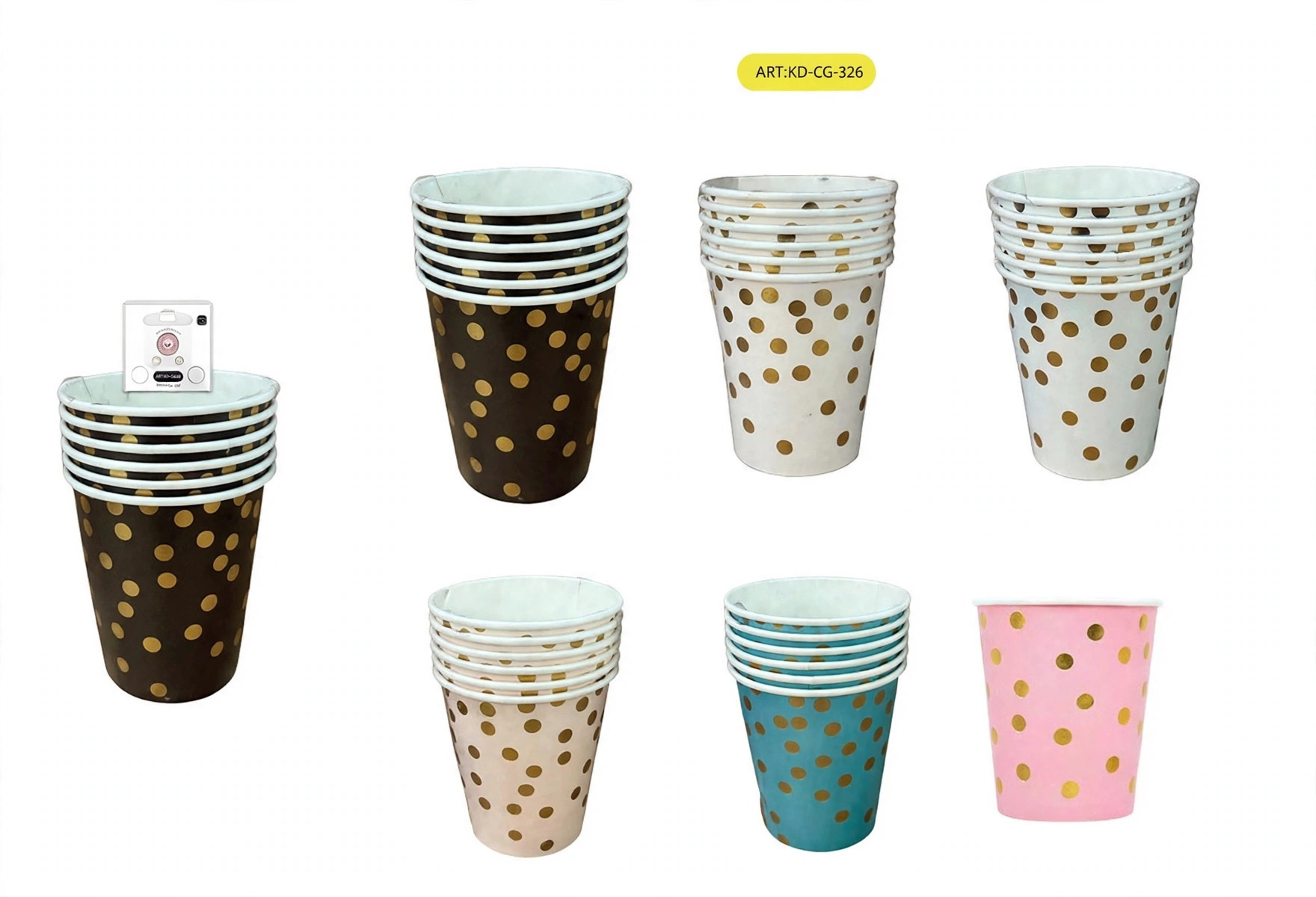Vasos de papel de lunares